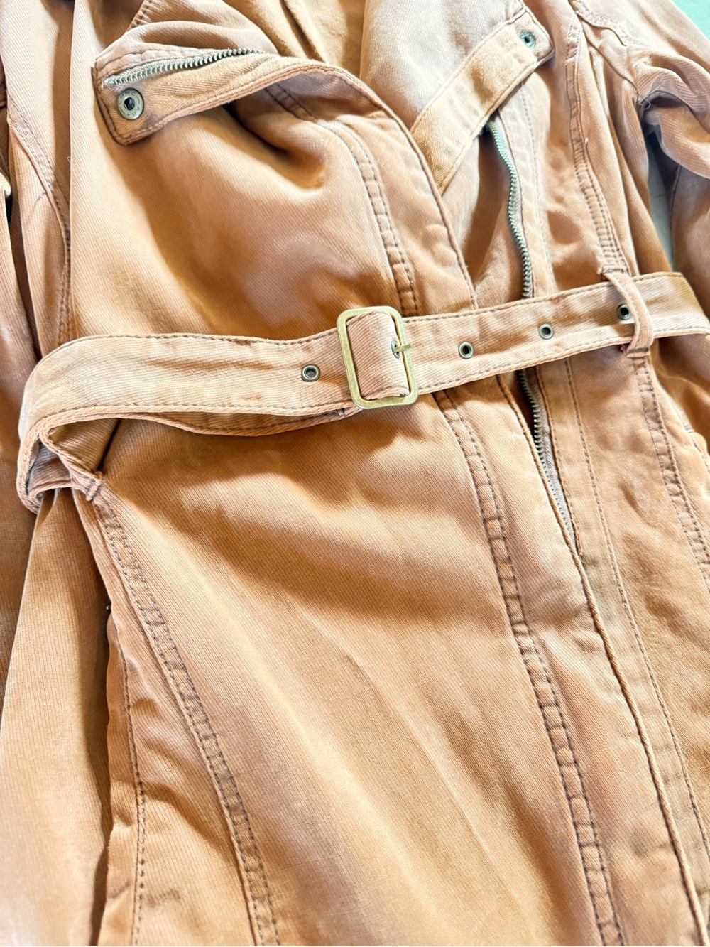 Anthropologie Camel Moto Jacket Belted Stretch Size S - Picture 9 of 15